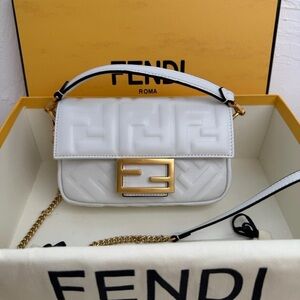 Fendi White and Gold Shoulder Bag